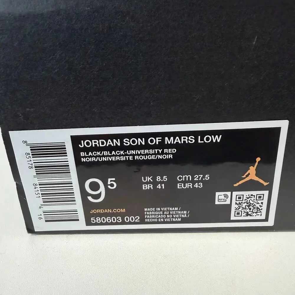 Air Jordan Son of Mars Low Black Red Custom Sneakers Shoes (580603-002) Size 9.5